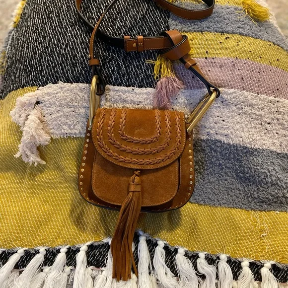 Chloé Brown Suede Crossbody Bag with Tassel - Picture 12 of 16